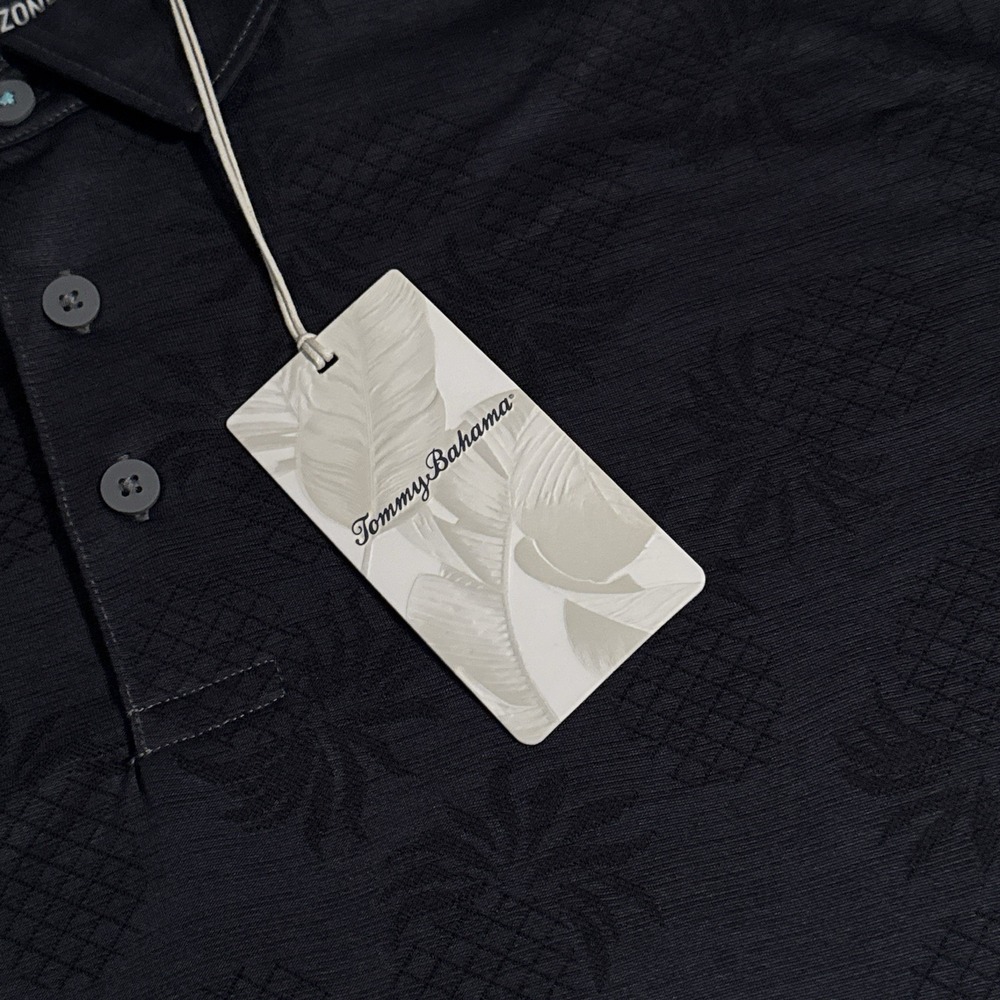 NEW Tommy Bahama Men's Size 2XL Black Pineapple Palm Coast Polo Hawaiian XXL